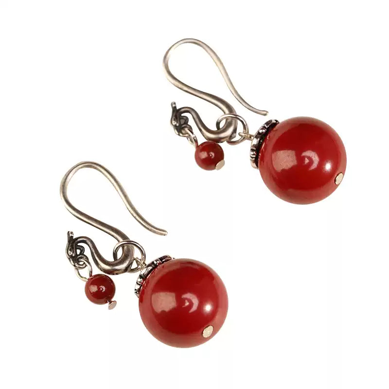 Cinnabar earrings--Buddhist mascot