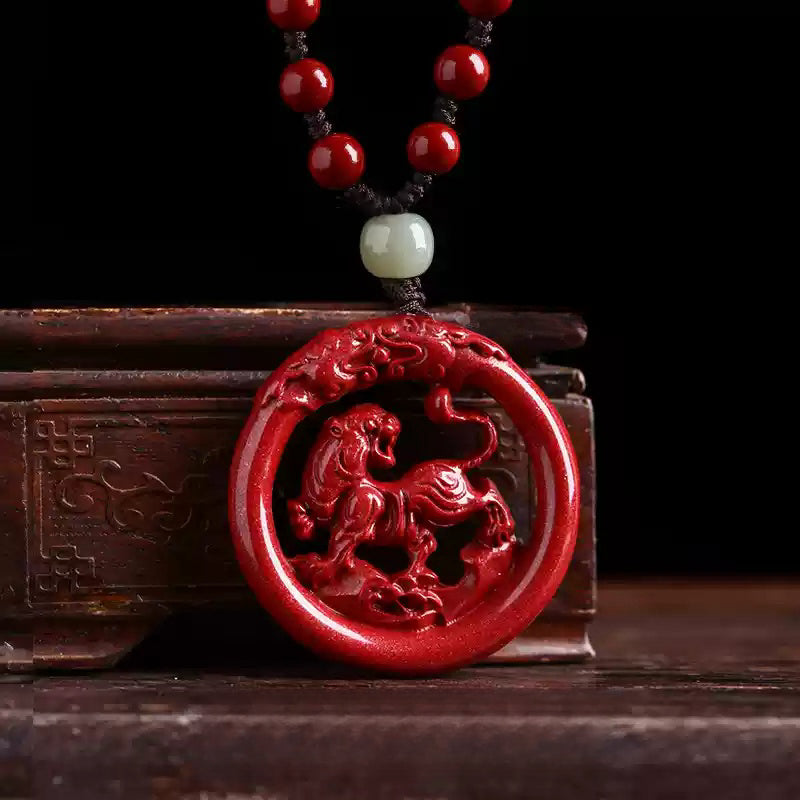 Cinnabar necklace--bless the elders for longevity