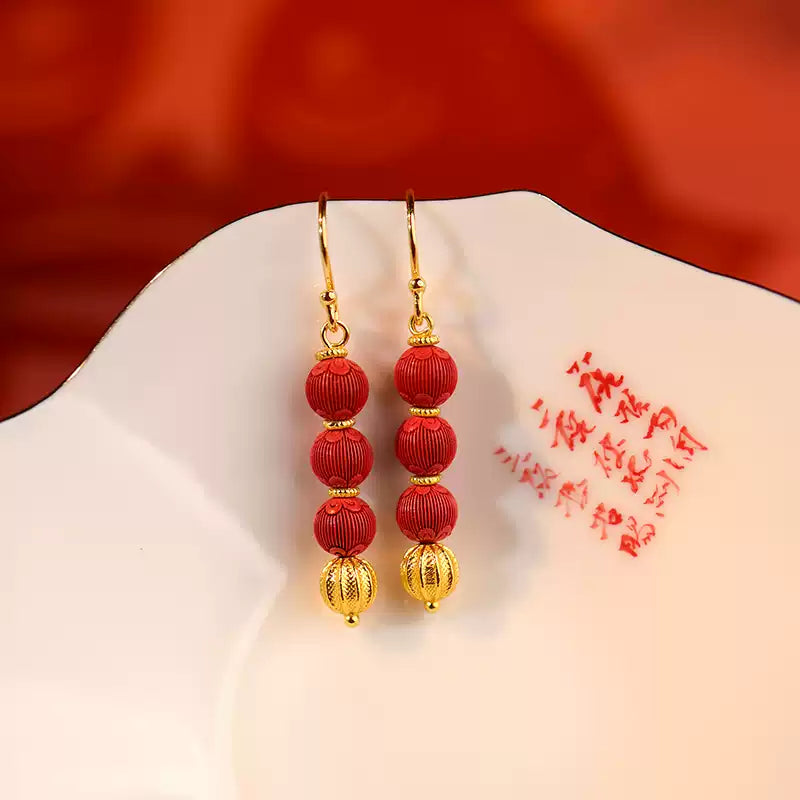 Cinnabar earrings--Birth Month Blessing