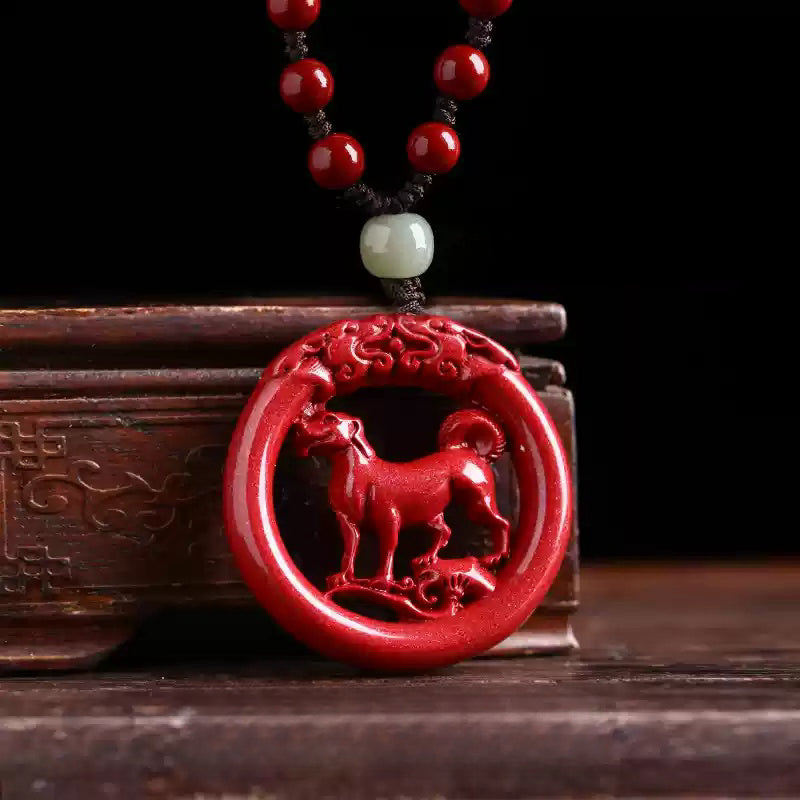 Cinnabar necklace--bless the elders for longevity