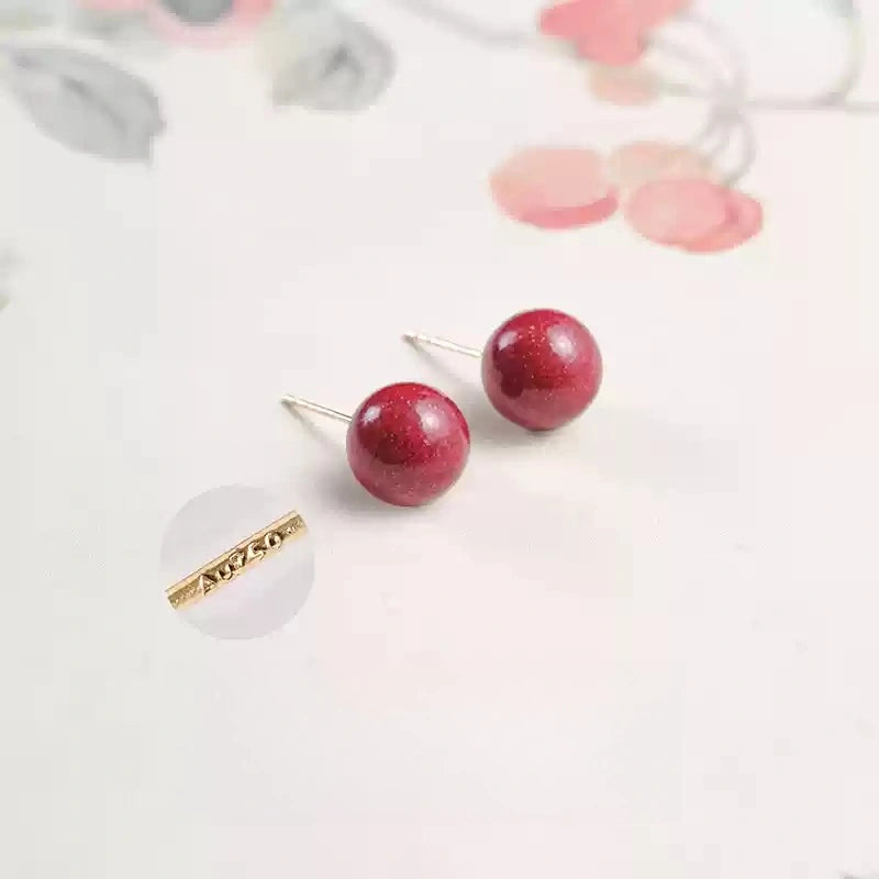 Cinnabar earrings--Buddhist mascot