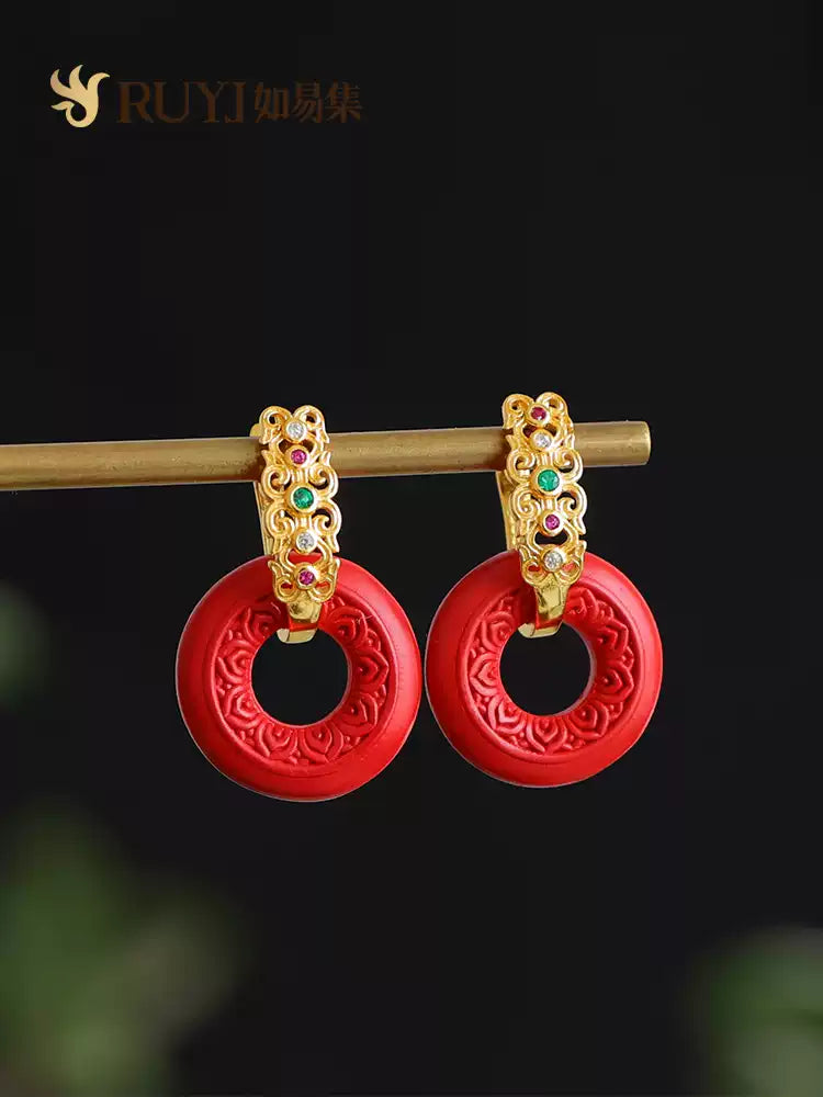 Cinnabar earrings--Get Love