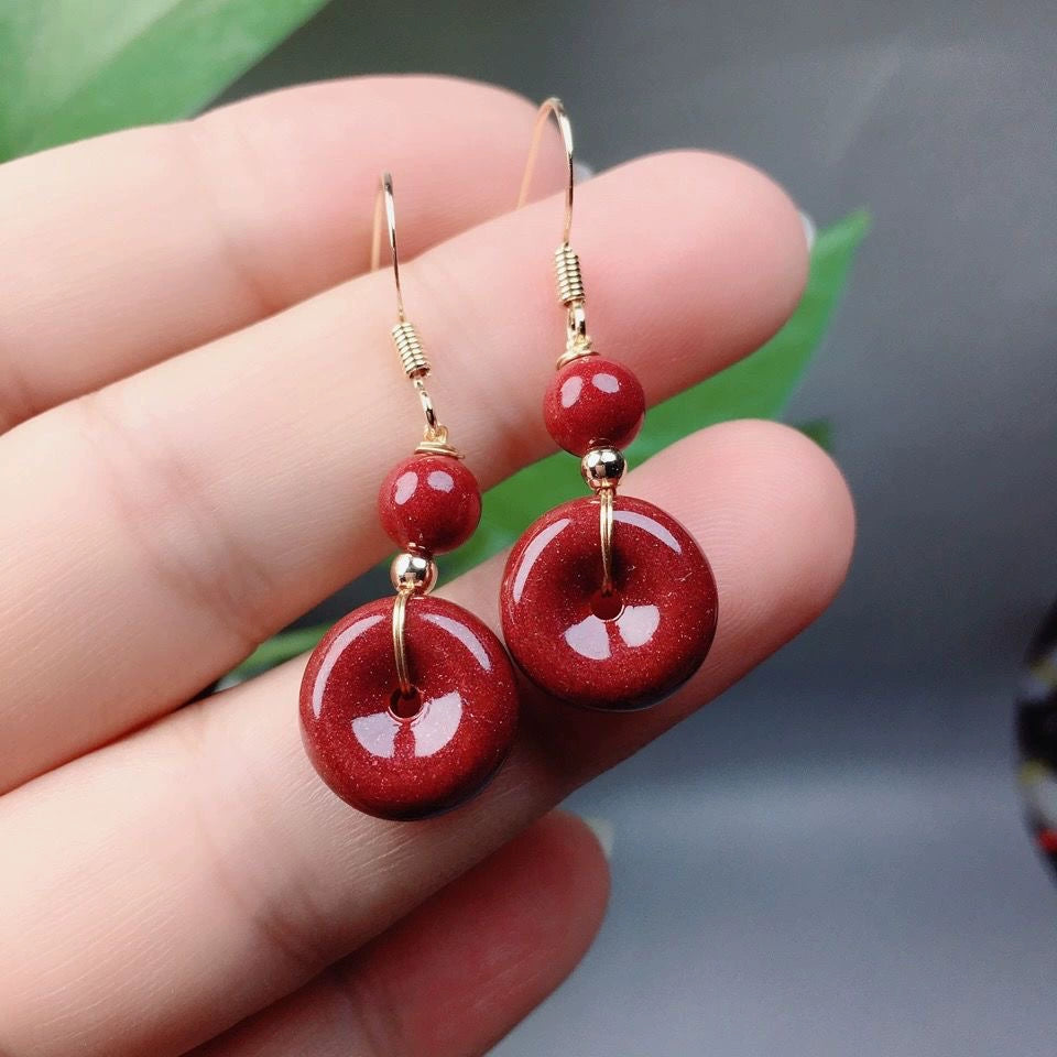 Cinnabar earrings--Get Love
