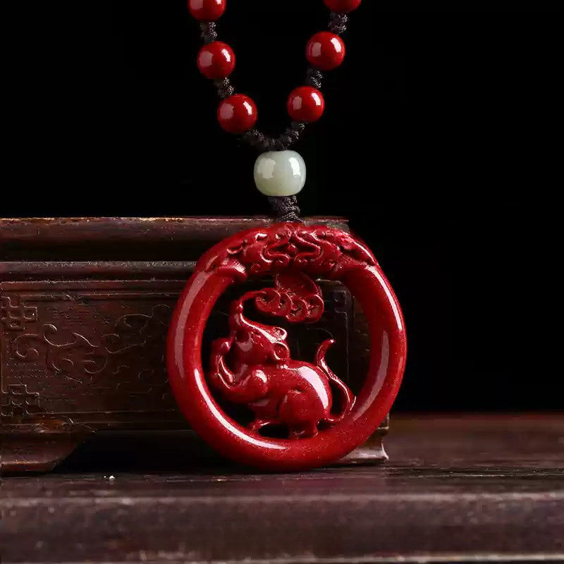 Cinnabar necklace--bless the elders for longevity