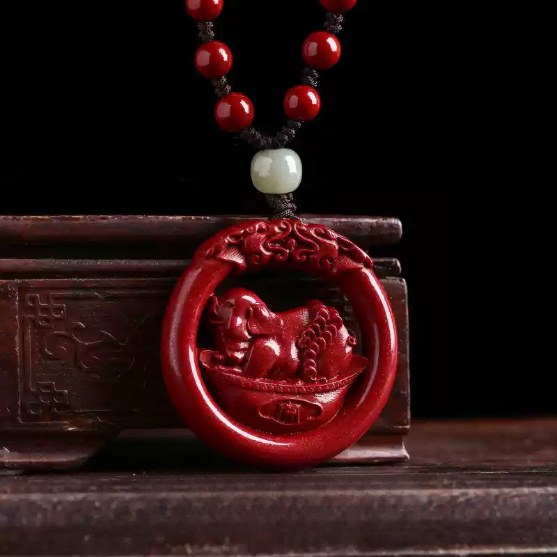 Cinnabar necklace--bless the elders for longevity