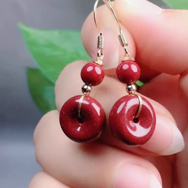 Cinnabar earrings--Get Love