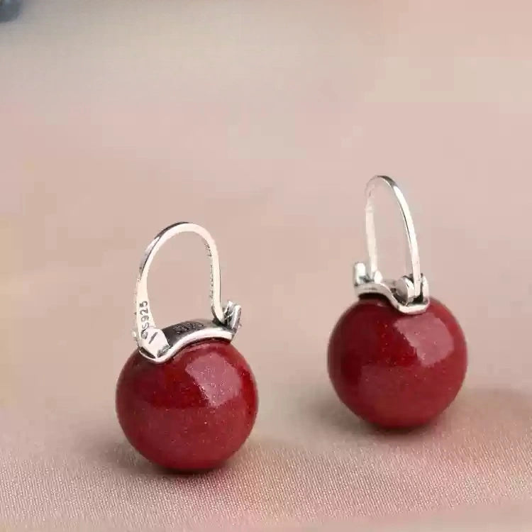 Cinnabar earrings--Buddhist mascot