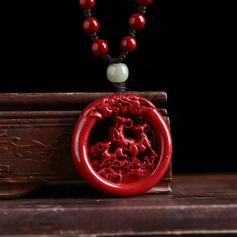Cinnabar necklace--bless the elders for longevity