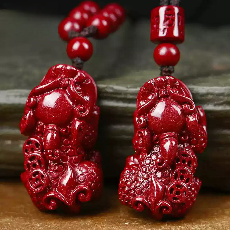 Cinnabar necklace--increase luck