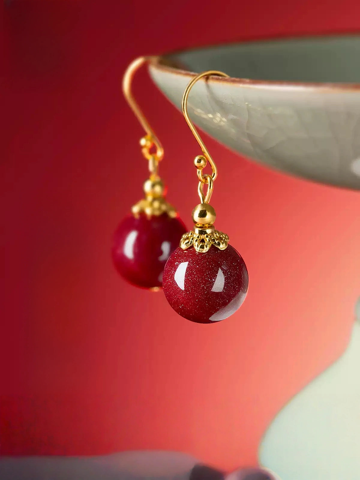 Cinnabar earrings - Get Wealth