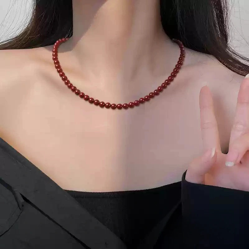 Cinnabar necklace--Buddhist mascot