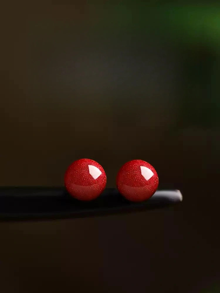 Cinnabar earrings--increase luck