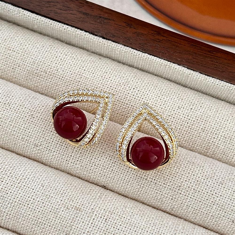 Cinnabar earrings--Birth Month Blessing