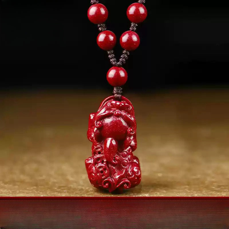 Cinnabar necklace--increase luck