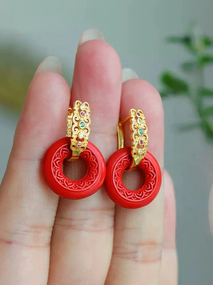 Cinnabar earrings--Get Love
