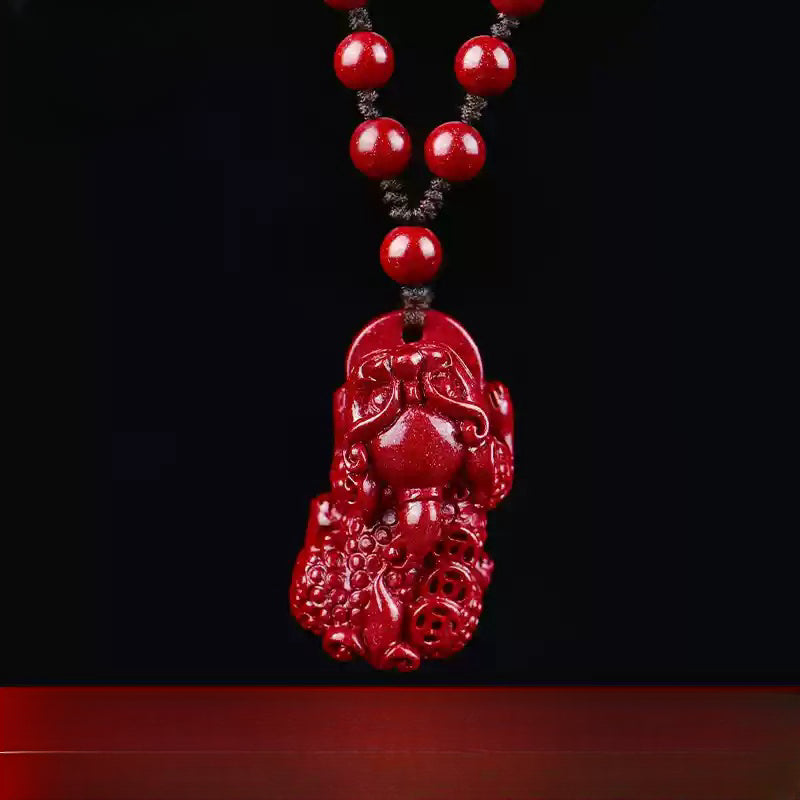 Cinnabar necklace--increase luck