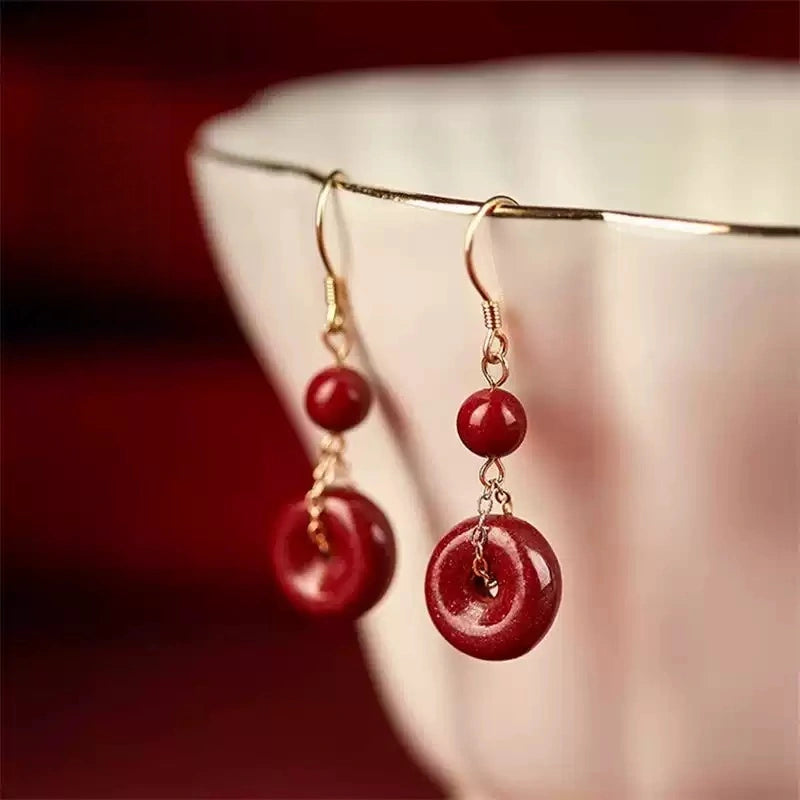 Cinnabar earrings--Get Love