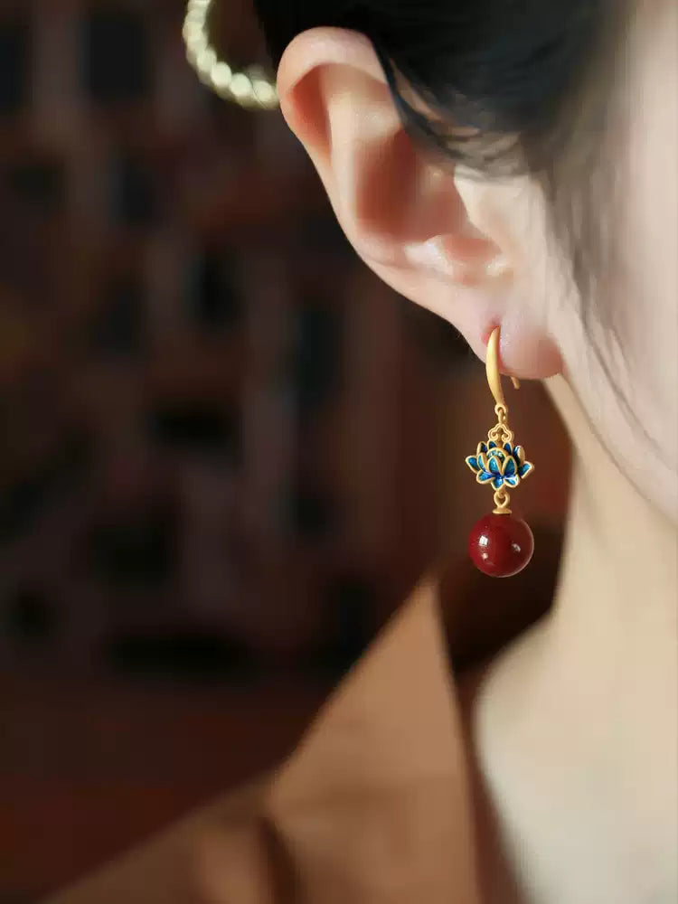 Cinnabar earrings--Get Love