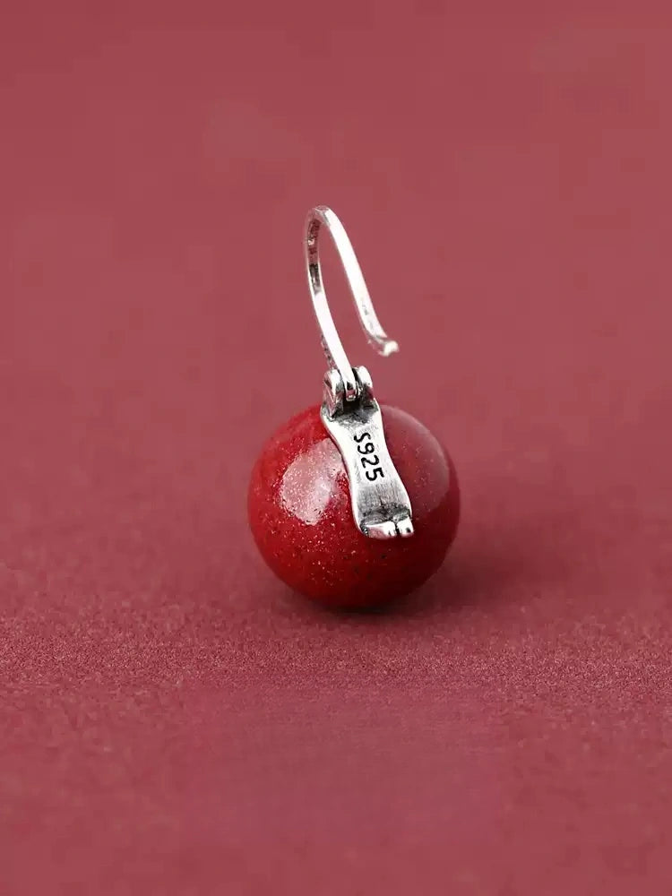 Cinnabar earrings--Buddhist mascot