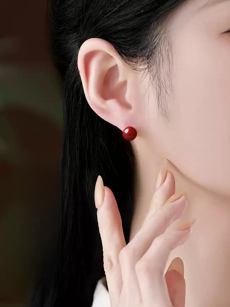 Cinnabar earrings--increase luck