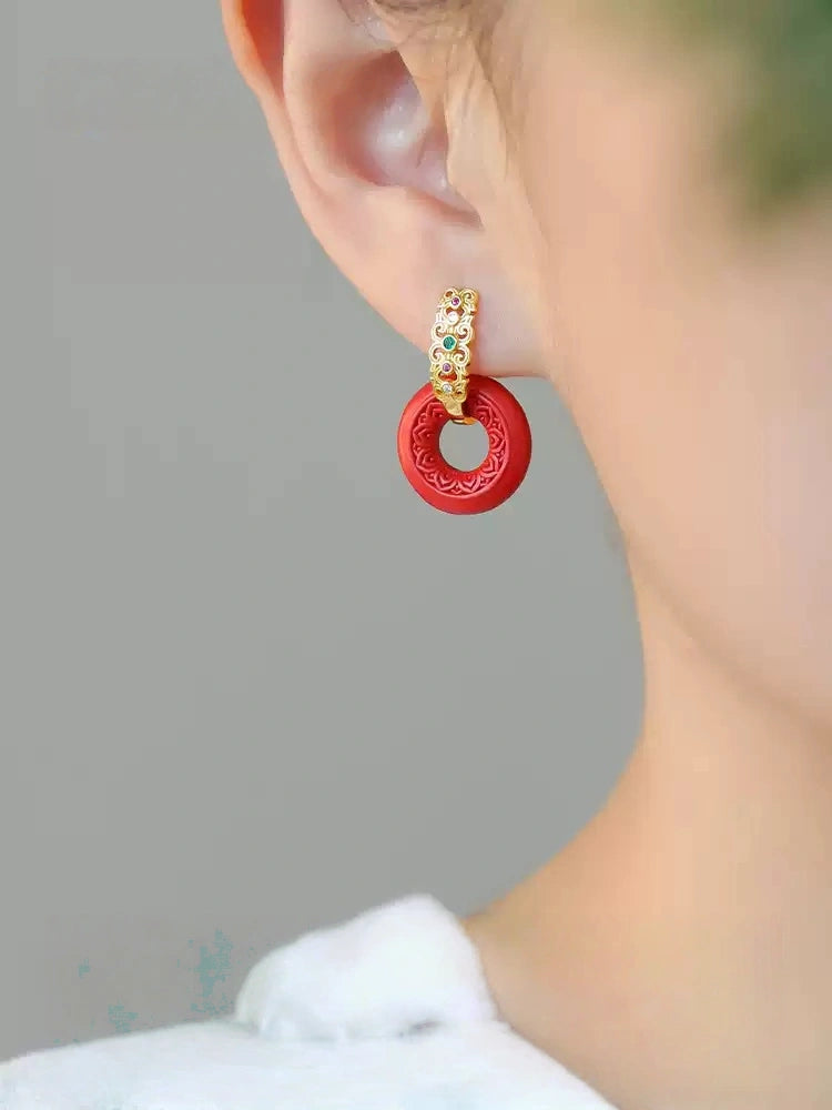 Cinnabar earrings--Get Love