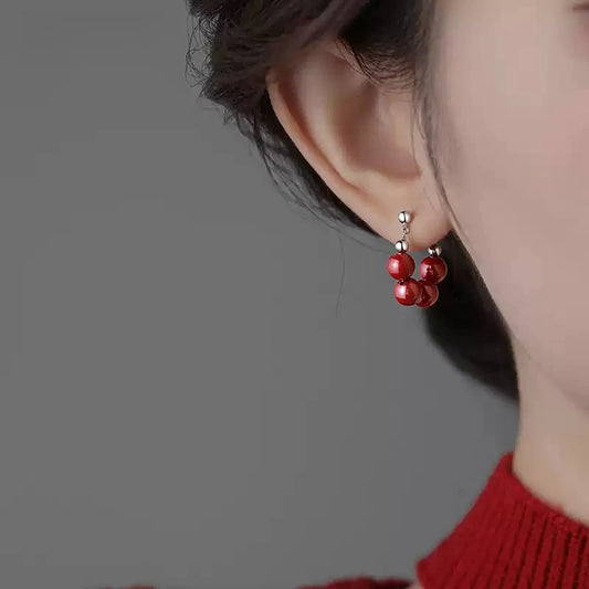 Cinnabar earrings--bless yourself and your friends with health and longevity