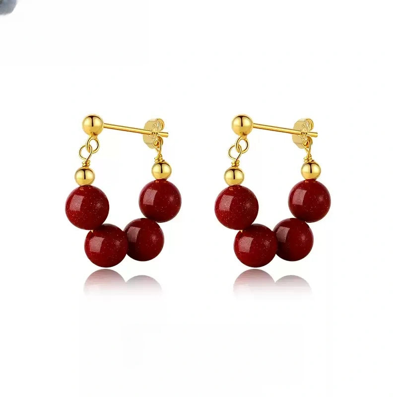 Cinnabar earrings--bless yourself and your friends with health and longevity