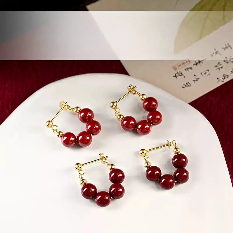 Cinnabar earrings--bless yourself and your friends with health and longevity