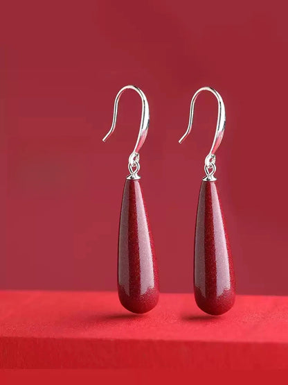 Cinnabar earrings--Buddhist mascot