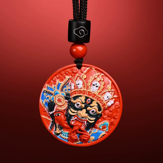 Limited cinnabar safety god necklace