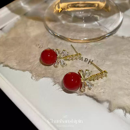 Cinnabar earrings--Birth Month Blessing