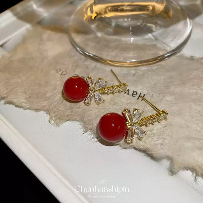 Cinnabar earrings--Birth Month Blessing