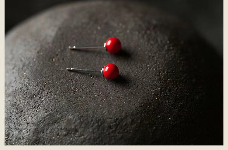Cinnabar earrings--bless yourself and your friends with health and longevity