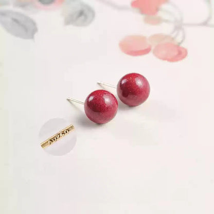 Cinnabar earrings--Buddhist mascot