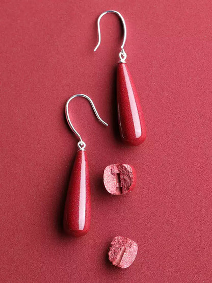Cinnabar earrings--Buddhist mascot