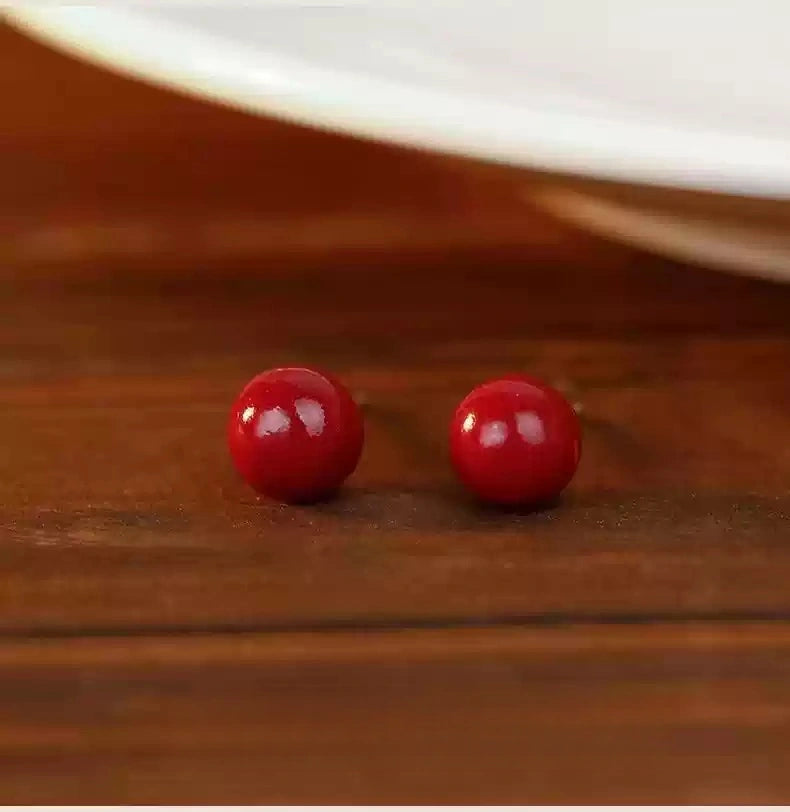 Cinnabar earrings--bless yourself and your friends with health and longevity