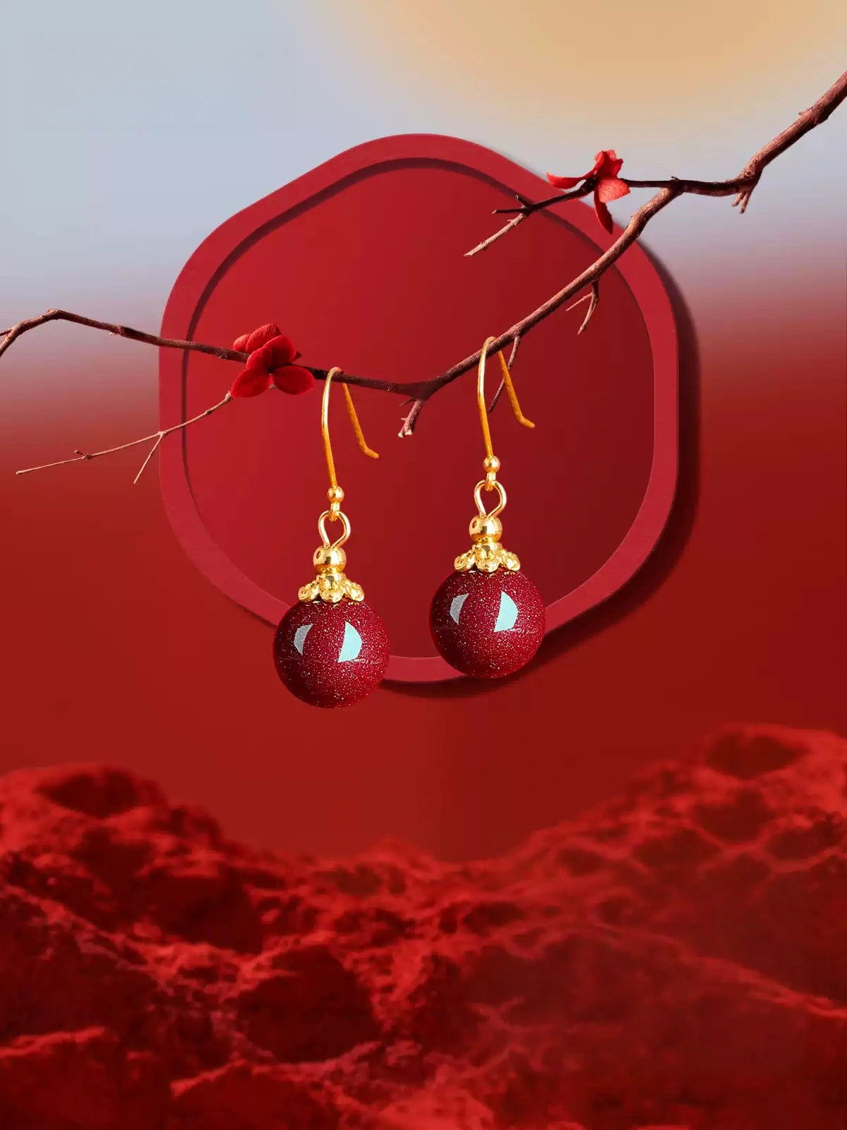 Cinnabar earrings - Get Wealth