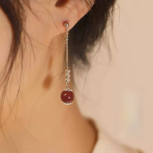 Cinnabar earrings--increase luck