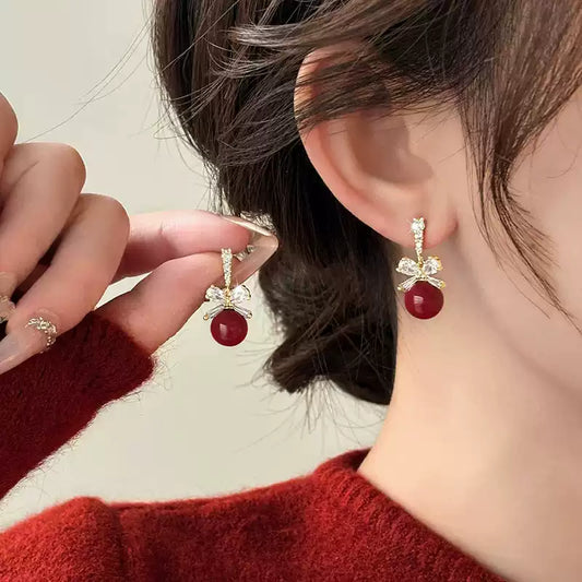 Cinnabar earrings--Birth Month Blessing