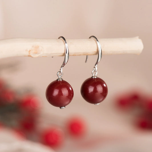 Cinnabar earrings--wishing elders longevity