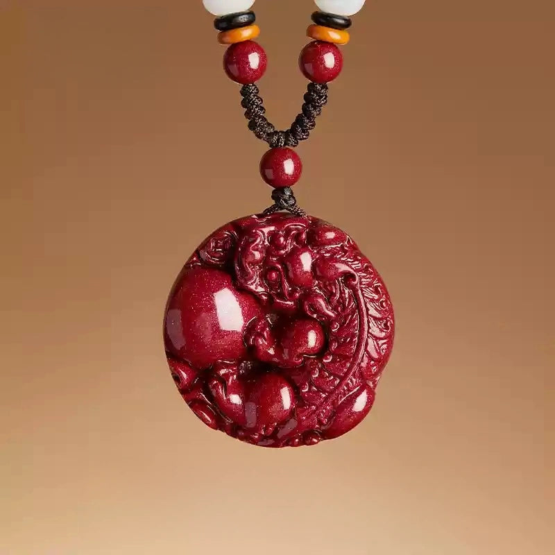 Cinnabar necklace--Buddhist mascot