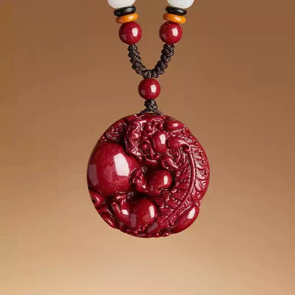 Cinnabar necklace--Buddhist mascot