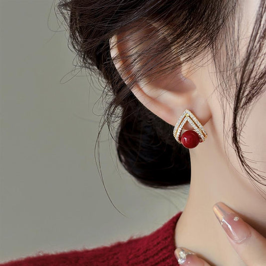 Cinnabar earrings--Birth Month Blessing