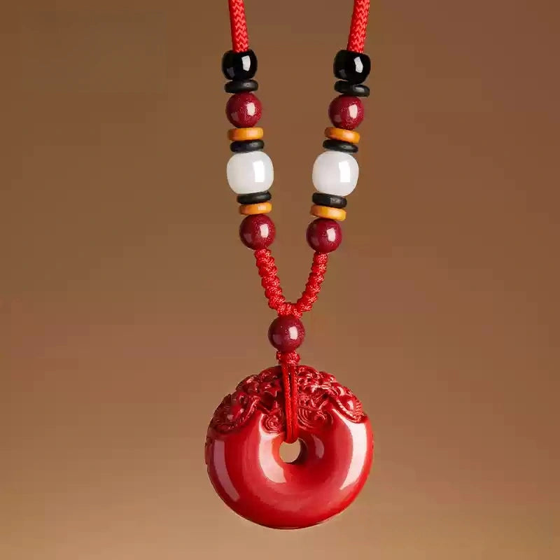 Cinnabar necklace--Buddhist mascot