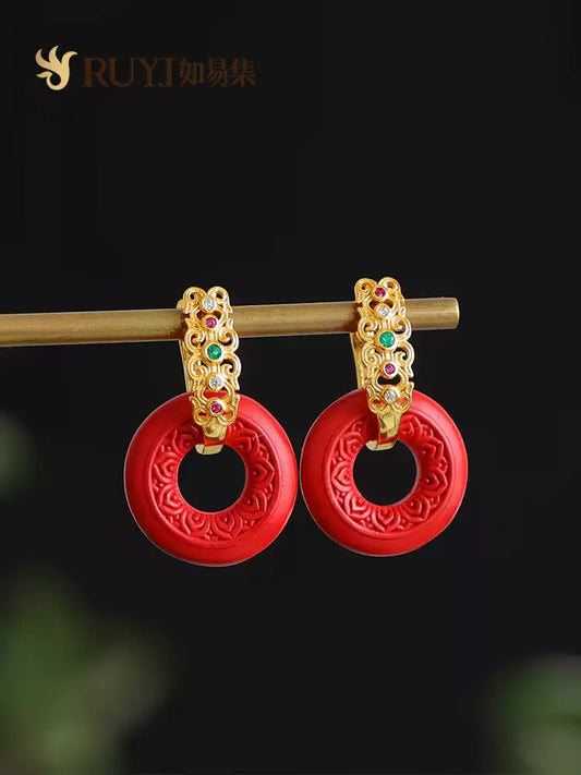 Cinnabar earrings--Get Love