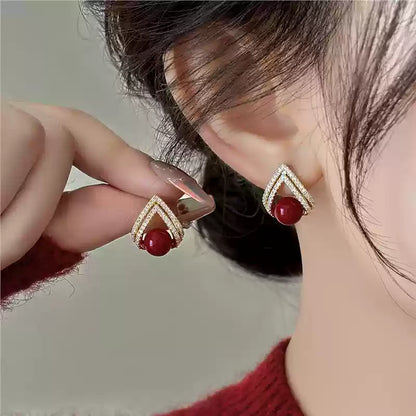 Cinnabar earrings--Birth Month Blessing