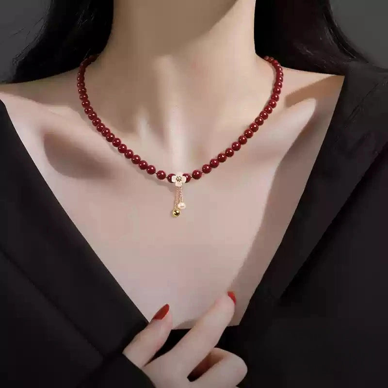 Cinnabar necklace--Buddhist mascot