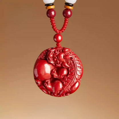 Cinnabar necklace--Buddhist mascot