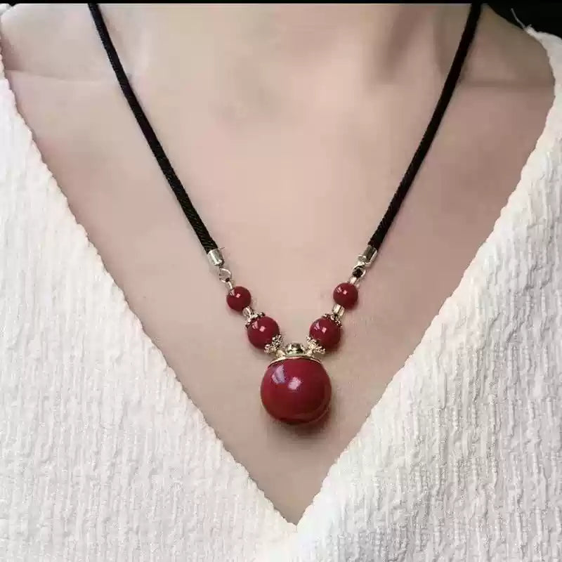 Cinnabar necklace--Buddhist mascot