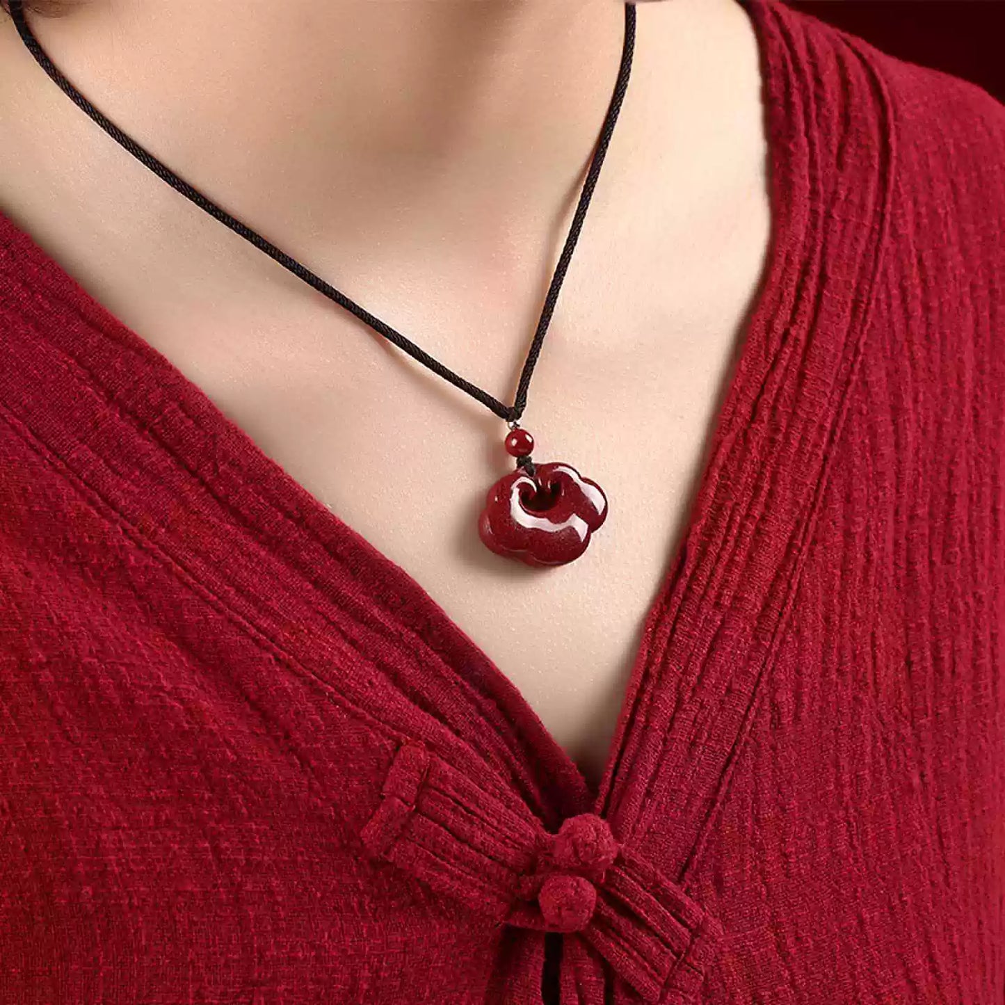 Cinnabar necklace--birth month blessing